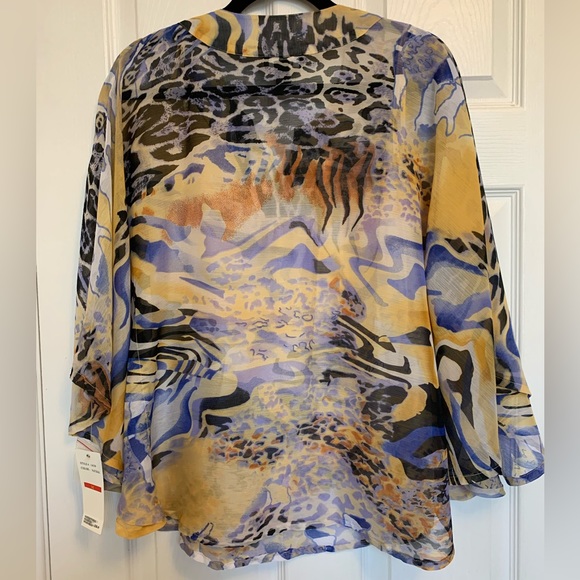 Kaktus Beaded Sheer Poncho Blouse Size Medium - Picture 2 of 16